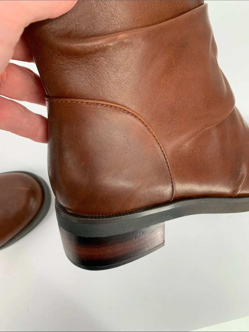 Abeo Traverse scrunch short boots ankle brown leather comfort zipper women 10